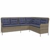 vidaXL Patio Sofa Gray Poly Rattan, Powder-Coated Steel L-Shaped, 5-seater