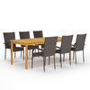 vidaXL Dining Set Brown Solid Acacia wood, PE Rattan, Powder-Coated Steel