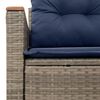 vidaXL Patio Sofa with Cushions 2-Seater Gray Poly Rattan