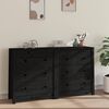 vidaXL Sideboard Black Solid Pine Wood 55.1 in W x 13.8 in D x 31.5 in H