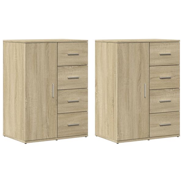 vidaXL Sideboards 2 pcs Sonoma Oak 23.2"x15.4"x31.5" Engineered Wood