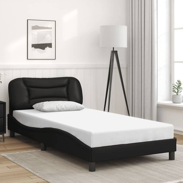 vidaXL Bed Frame Black Faux leather Twin Bed Frame Rectangular