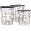 vidaXL Coffee Table Set of 3 Copper and Black MDF and Metal Stackable