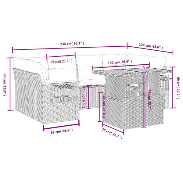 vidaXL Garden Sofa Set Black