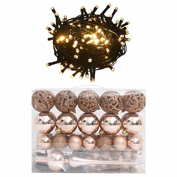vidaXL Christmas Ball Set Set of 61 Various Rose Gold Finishes