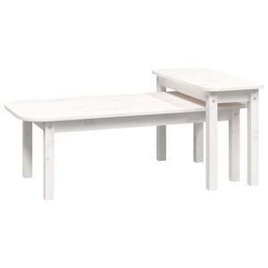 vidaXL Coffee Table Set White Solid pine wood Medium Stackable