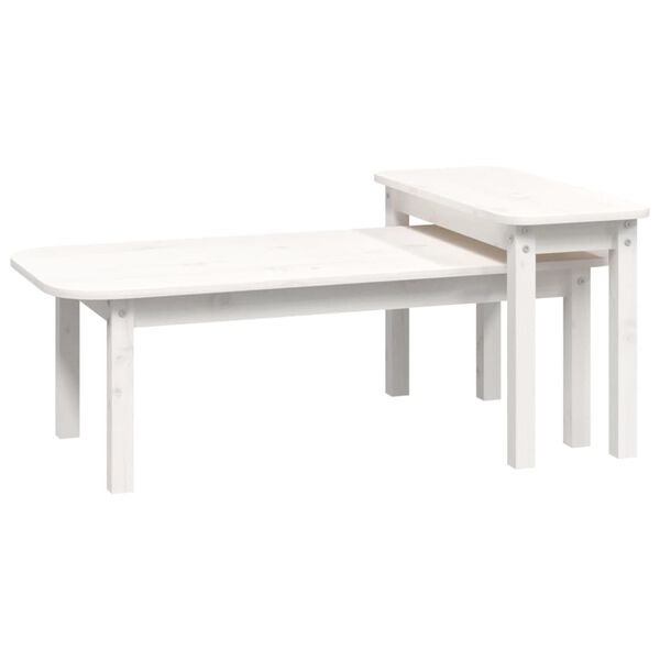vidaXL Coffee Table Set White Solid pine wood Medium Stackable