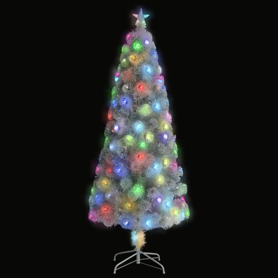 vidaXL Artificial Christmas Tree with LED White 7 ft Fiber Optic