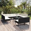 vidaXL Garden Lounge Set Black PE rattan, powder-coated steel, polyester