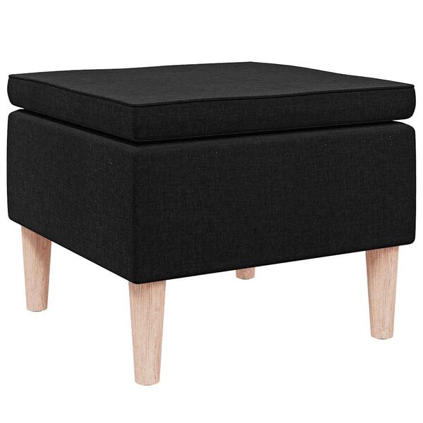 vidaXL Stool Black 100% polyester, rubber wood Compact Sleek Footstool