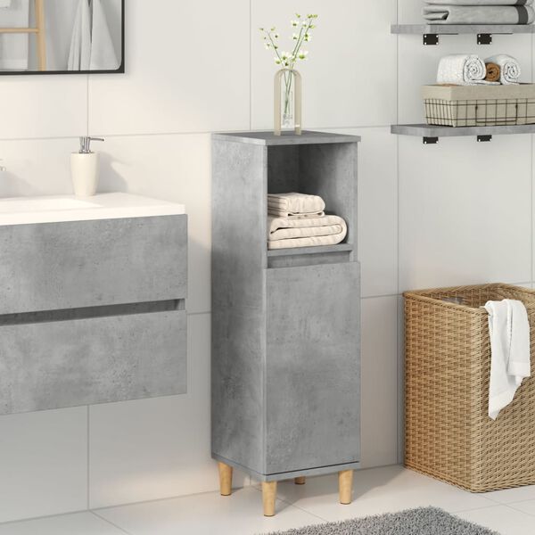 vidaXL Bathroom Cabinet Concrete gray Engineered wood, solid eucalyptus wood