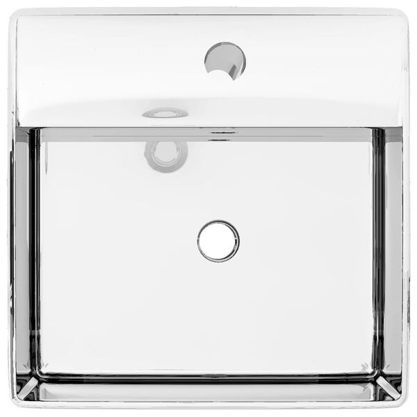 vidaXL Wash Basin with Overflow 16.1x16.1x5.9" Ceramic Silver