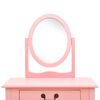vidaXL Dressing Table with Stool Pink 25.6x14.2x50.4" Paulownia Wood MDF