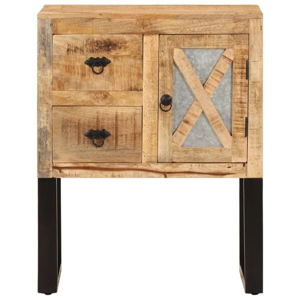 vidaXL Sideboard Natural Solid Mango Wood and Galvanized Steel Medium
