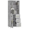 vidaXL Highboard Concrete Grey Engineered Wood, Iron, Glass Extra Tall
