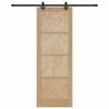 vidaXL Sliding Door Natural and Black 32.68 x 91.34 in Solid Pine Wood
