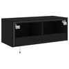 vidaXL TV Wall Cabinet Black Engineered Wood 31.5 x 13.8 x 12.2 in