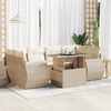 vidaXL Garden Sofa Set Beige PE rattan, powder-coated steel, tempered glass