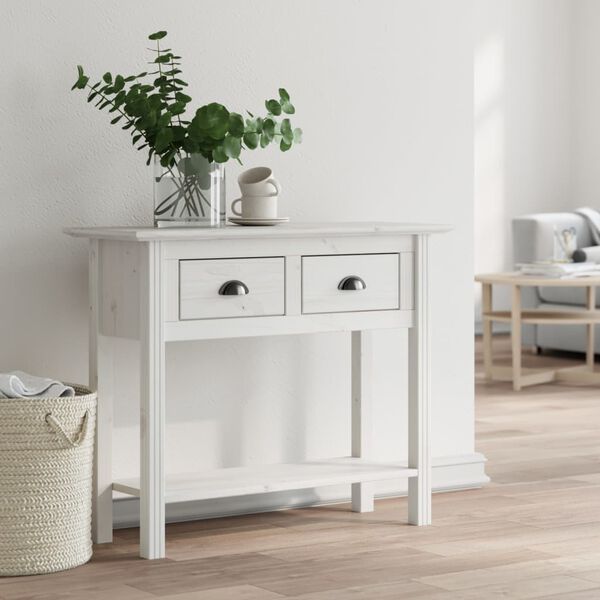 vidaXL Console Table White Solid Pine Wood Narrow Console Table