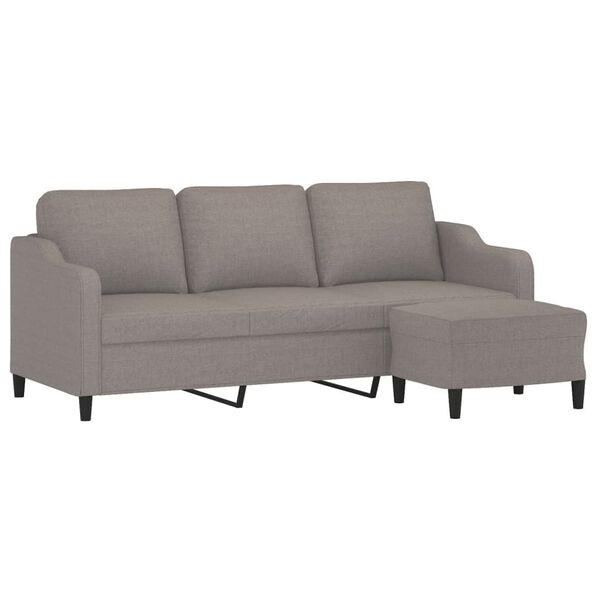 vidaXL 3-Seater Sofa with Footstool Taupe 70.9" Fabric