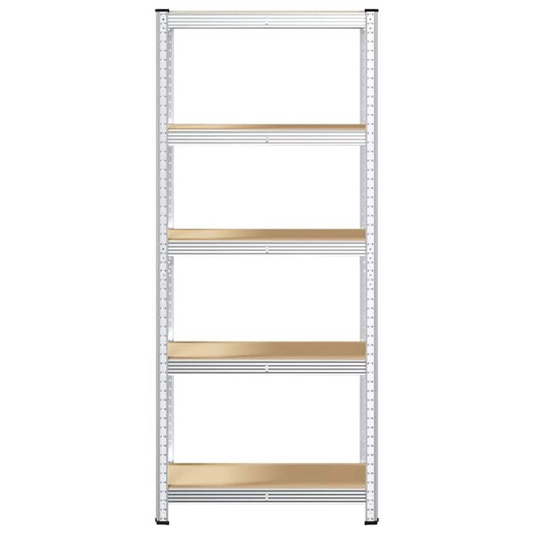 vidaXL 5-Layer Storage Shelf Silver Steel&Engineered Wood