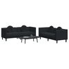 vidaXL Sofa Set Black Velvet, Plywood, Solid Wood Standard Sofa Set