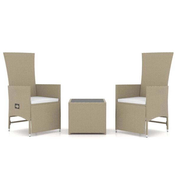 vidaXL Garden Lounge Set Beige Poly Rattan, Steel, Tempered Glass