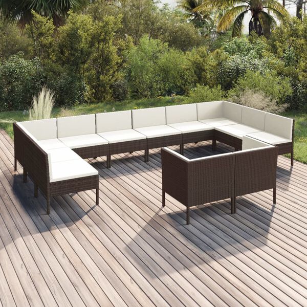 vidaXL Garden Lounge Set Brown and Cream White