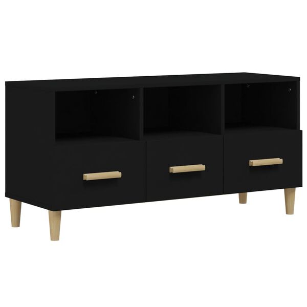 vidaXL TV Cabinet Black Engineered Wood Medium TV Stand Rectangular