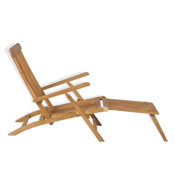 vidaXL Deck Chair Foldable Teak Chair Rectangular Traditional