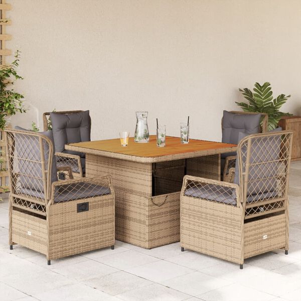 vidaXL Patio Dining Set Set of 4 Beige and brown