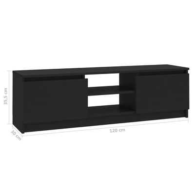 vidaXL TV Cabinet Black 47.2"x11.8"x13.9" Chipboard