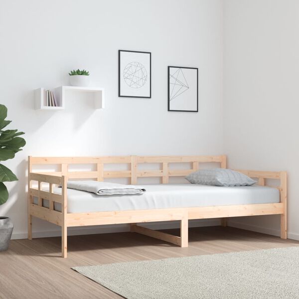 vidaXL Day Bed Natural Pine Solid Pine Wood Single size