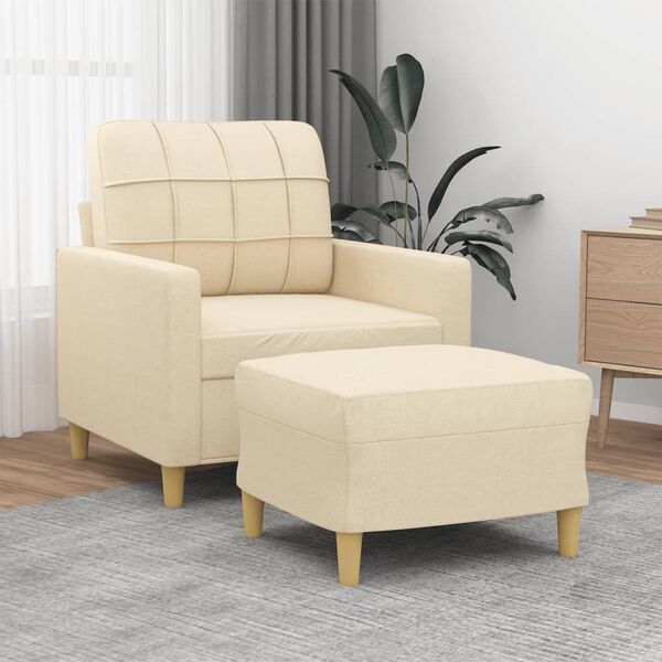 vidaXL Sofa Chair With Footstool Cream