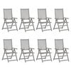 vidaXL Garden Chair Set of 8 Grey Solid Acacia wood, 100% polyester fabric