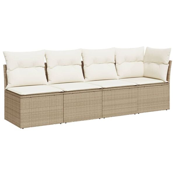 vidaXL Garden Sofa Beige PE rattan 4-Seater Modular Garden Sofa