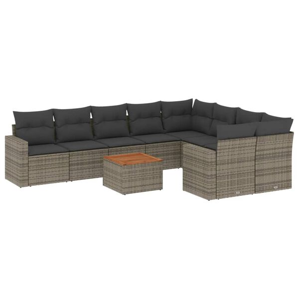 vidaXL Garden Sofa Set Grey PE rattan Large Modular Garden Sofa Set