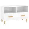 vidaXL TV Cabinet High gloss white Engineered wood, solid eucalyptus wood