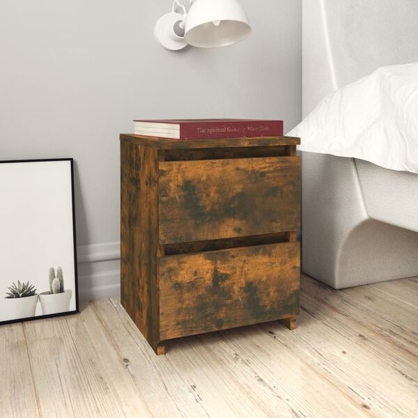 vidaXL Bedside Cabinet Smoked Oak Engineered Wood Compact