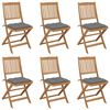vidaXL Garden Chair Set of 6 Brown Solid Acacia Wood Medium Foldable