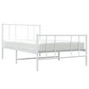 vidaXL Bed Frame White Powder-Coated Steel Twin Bed Frame Rectangular