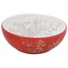 vidaXL Countertop Basin White and Red Round Φ16.1x5.5" Ceramic