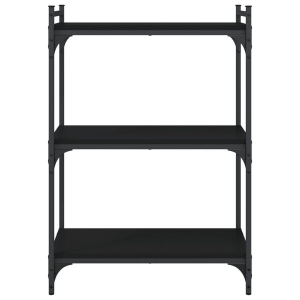 vidaXL Bookcase Black Engineered wood, Metal 23.6 x 11.8 x 33.9 in
