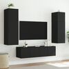 vidaXL TV Wall Cabinet Set of 2 Black Engineered wood TV Wall Cabinet