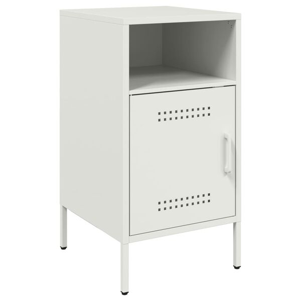 vidaXL Bedside Cabinet White Cold-rolled steel Compact Adjustable Feet
