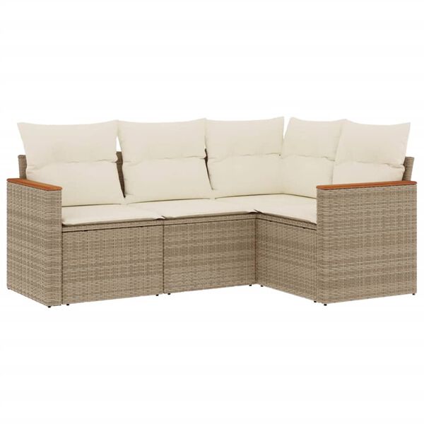 vidaXL Garden Sofa Set Beige Poly Rattan, powder-coated steel, polyester
