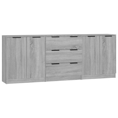 vidaXL 3 Piece Sideboards Gray Sonoma Engineered Wood