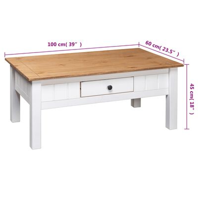 vidaXL Coffee Table White 39.4"x23.6"x17.7" Solid Pine Wood Panama Range