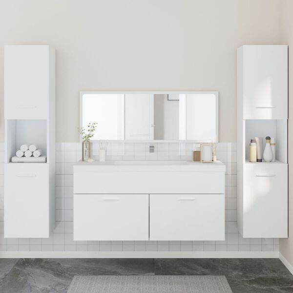 vidaXL Bathroom Furniture Set White Engineered wood, acrylic Large