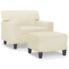vidaXL Sofa Chair with Footstool Cream 23.6" Faux Leather